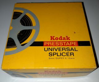 Vtg Kodak Presstape Universal Splicer For 8mm,  8 & 16mm W Tape & Orig.  Box