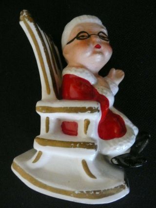 Vintage Lefton Santa Mrs Claus Waving Rocking Chair Salt & Pepper Shakers 8139N 5