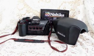 Perfect Nishika N8000 35mm Quadra Lens Stereo 3d Lenticular Camera W/case &book