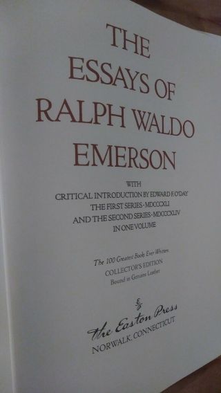 THE ESSAYS OF RALPH WALDO EMERSON - Easton Press Leather 100 GREATEST BOOKS EVER 7