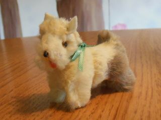 Tiny Vintage Mohair Cairn Terrier Dog For Antique Doll Companion - German Tag