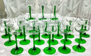 7 Vintage Luminarc Jg Durand France Hock Crystal Wine Glass Green Stem 3 Styles