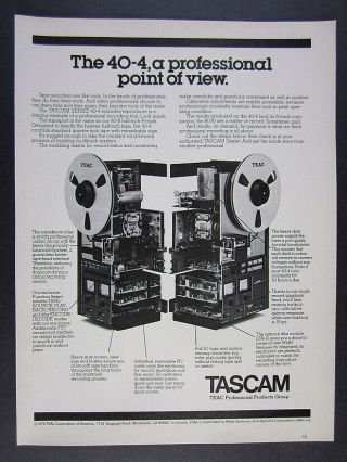 1980 Tascam Teac 40 - 4 Reel Tape Recorder Vintage Print Ad