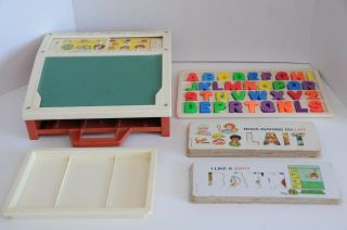 Fisher - Price School Days Play Desk 29 Cards,  26 Letters,  Vtg 176
