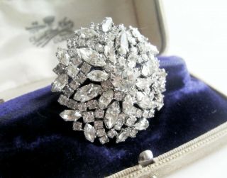 Vintage Jewellery Sparkling Marquise Cut Rhinestone Star Brooch Shawl Fur Pin