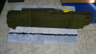 Vintage Green Canvas and Wood Army Cot BUT MISSING END SLATS OR JUST THE CANVAS 4