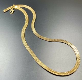 Signed Napier Vintage Necklace Choker 16” Long Thick Gold Tone Chain