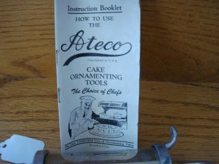 Vintage ATECO Cake Decorating Set Icing 8 Tips,  Bag,  Syringe,  Booklet & Box 3