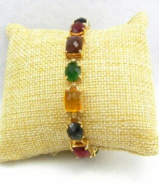 Vintage Bracelet SIGNED JOAN RIVERS Multi - Color Faceted Glass Stones 2