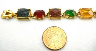 Vintage Bracelet SIGNED JOAN RIVERS Multi - Color Faceted Glass Stones 4