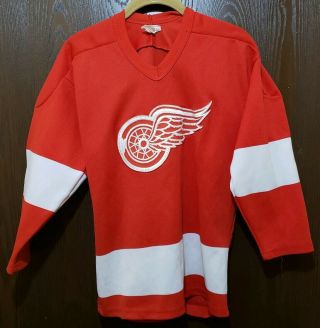 Vintage Ccm Red Detroit Red Wings Hockey Jersey Boy L/xl Stitched