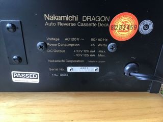 C Nakamichi Dragon Auto Reverse 3 Head Cassette Deck EUC 4