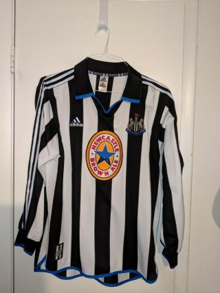Vintage Adidas Newcastle United Brown Ale Long Sleeve Soccer Jersey Large L/s