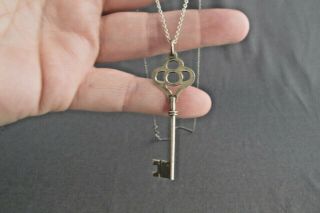 Vintage Sterling 3d Skeleton Key Pendant Necklace