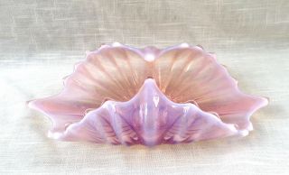 Vintage Fostoria Heirloom Art Glass Folded Console Bowl - Pink Opalescent
