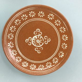 Japanese Round Ceramic Plate Vtg Kozara Pottery Brown Floral Design Pt403