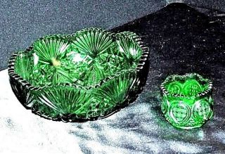 Green Serving Dish And Candy Dish Ab 365a Vintage
