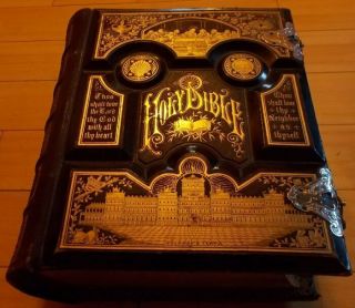 5 Star Huge Deluxe Leather King James Parallel (nt) Holy Bible 1881