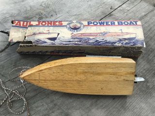 Rare Vtg 30s PAUL JONES POWER BOAT Wooden Cruiser Model Toy w/ Box Mishawaka IN 4