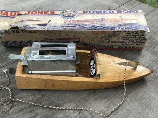 Rare Vtg 30s PAUL JONES POWER BOAT Wooden Cruiser Model Toy w/ Box Mishawaka IN 5