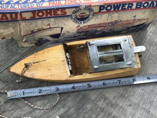 Rare Vtg 30s PAUL JONES POWER BOAT Wooden Cruiser Model Toy w/ Box Mishawaka IN 6