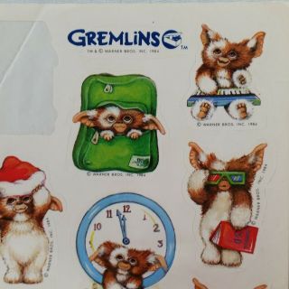 Vintage Gremlins Stickers 1984 Warner Brothers Gizmo Cartoon Illustrated Cute 2