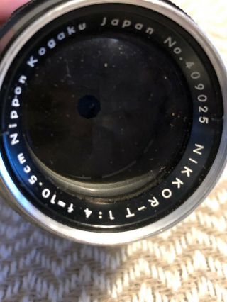 Nikkor - T 1:4 F=10.  5cm Nippon Kogaku Lens NO.  409025 2