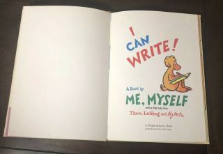 Dr Seuss 1971 I Can Write A Book By Me,  Myself 1ST/1ST 4