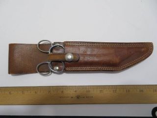 Vintage Handcrafted Leather Scissors Sheath 10 1/2 "