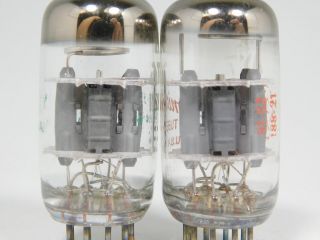 GE 12AY7 Matched Vintage Tube Pair Gray Plates Round Getter Getter (Test 91) 2