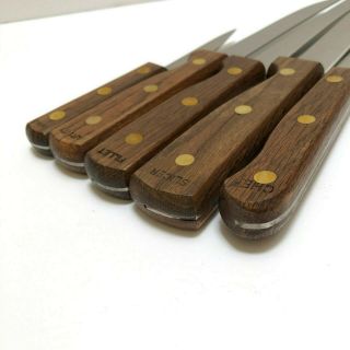 Vtg Old Homestead Wood Handle Knife Set 5 Knives Sharpener Cutlery Japan 5