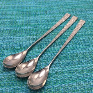 3 Vtg Cosmos Stainless Fresco Ice Tea Spoons Long Handles Flatware Japan
