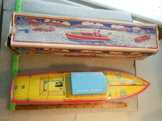Vintage 1950 ' s Tin Boat Toy J.  Chein USA Peggy Jane Tin Wind Up Toy 3