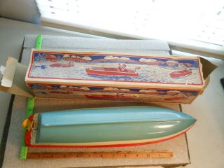 Vintage 1950 ' s Tin Boat Toy J.  Chein USA Peggy Jane Tin Wind Up Toy 5