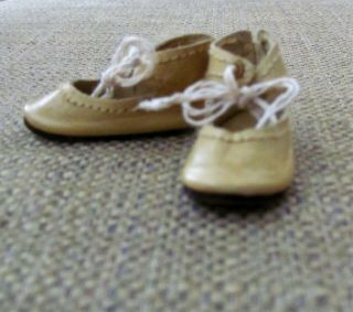 Antique French German Doll Leather Shoes Htf Very Tiny 1 1/2” Long & 3/4” Wide