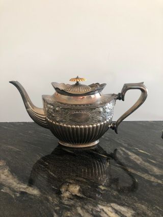 Vintage Early English Silver Plated Deco Stylish Teapot And Solid