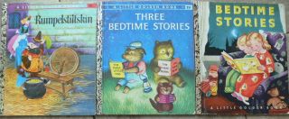 3 Vintage Little Golden Books Three Bedtime Stories,  Rumpelstiltskin & Princess