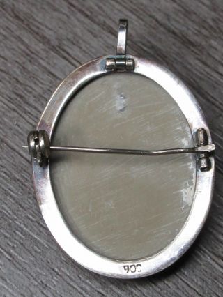 Vtg 900 Silver Jewelry Greek Roman Soldier Boeotian Helmet Cameo Pin Pendant 2