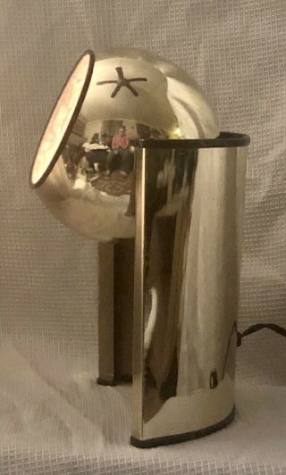 Vintage 10” Brass Mid - Century Modern Tilting Eyeball Orb Atomic Spotlight Lamp