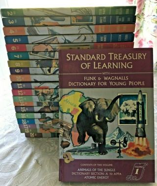 Vtg 1960 Standard Treasury Of Learning Hc Complete Set Of 20 Dictionary Children