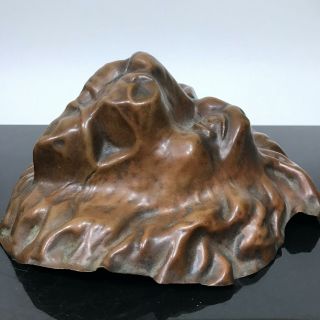 Vintage LARGE Fierce Lion Head Face Hammered Bronze Art Statue Sculpture Mask 2