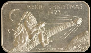 1973 1oz.  999 Silver Vintage Art Bar - Merry Christmas/Happy Year 2