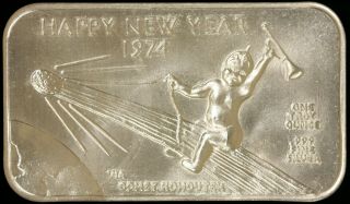 1973 1oz.  999 Silver Vintage Art Bar - Merry Christmas/Happy Year 3