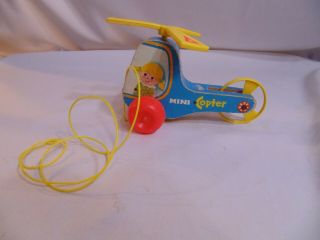 Vintage Fisher Price Wood 448 Mini Copter 1970 