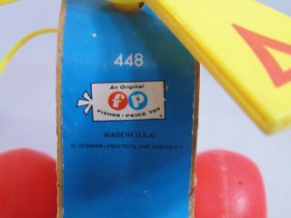 Vintage Fisher Price Wood 448 Mini Copter 1970 ' s Wooden Pull Toy Helicopter 4