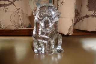 Vintage Kosta Boda Glass Monkey Zoo Series Animal Figurine Paperweight
