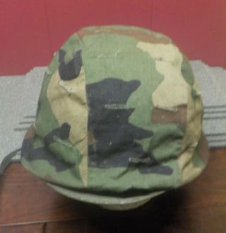Vintage Vietnam Era Us Military Helmet With Camouflage