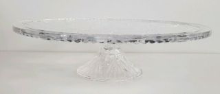 Vintage Floral Design Clear Glass Cake Pastry Stand Pedestal 12 "