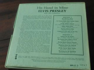 VINTAGE 1960 REEL TO REEL TAPE 7.  5 TRACK ELVIS PRESLEY HIS HAND IN MINE GOOD CON 5