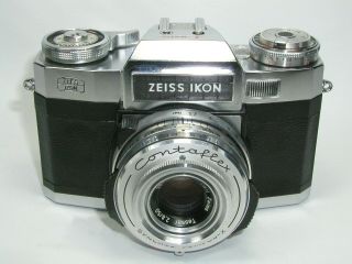 1960s Zeiss Contaflex B 35mm Film Camera 50mm F2.  8 Tessar Lens,  Con.